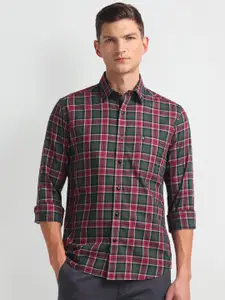 Arrow Sport Spread Collar Slim Fit Twill Tartan Checked Casual Shirt