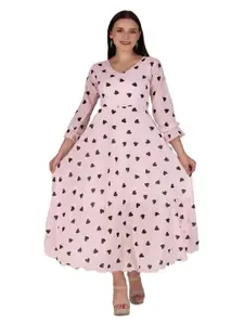 BAESD Conversational Print Cotton V-Neck Maxi Dress