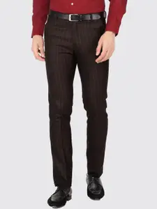 Berkshire Men Striped Smart Slim Fit Easy Wash Formal Trousers