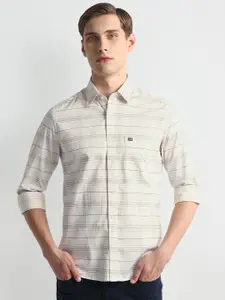 Arrow Sport Men Slim Fit Horizontal Striped Pure Cotton Twill Casual Shirt