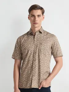 Arrow Sport Floral Printed Spread Collar Pure Cotton Twill Weave Casual Shirt