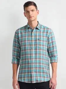 Arrow Sport Slim Fit Tartan Checked Twill Weave Casual Shirt
