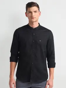 Arrow Sport Slim Fit Band Collar Twill Pure Cotton Casual Shirt