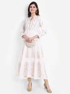 SUTI Floral Printed Mandarin Collar A-Line Kurta