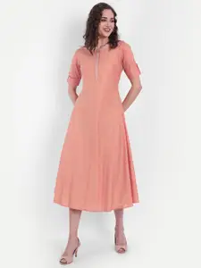 SUTI Geometric Printed Cotton Fit & Flare Midi Dress