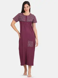 Kryptic Floral Printed Pure Cotton Maxi Nightdress