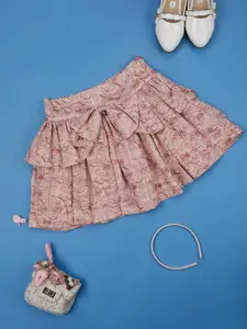 One Friday Girls Floral Printed Flared Mini Skirt