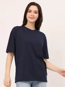 Leotude Round Neck Drop-Shoulder Sleeves Oversized T-shirt