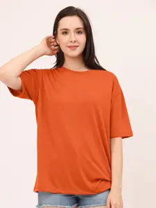 Leotude Round Neck Drop-Shoulder Sleeves Oversized T-shirt