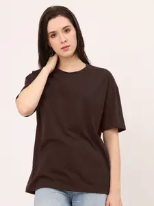 Leotude Round Neck Drop-Shoulder Sleeves Oversized T-Shirt