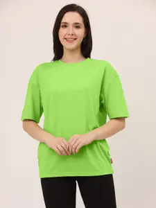 Leotude Round Neck Drop-Shoulder Sleeves Oversized T-Shirt