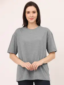 Leotude Round Neck Drop-Shoulder Sleeves Oversized T-shirt