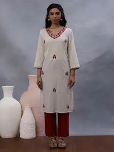 W Women Embroidered Mirror Work Kurta