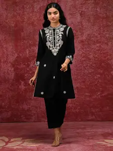 Lakshita Ethnic Motifs Embroidered Thread Work Pure Cotton Straight Kurta