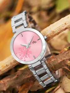 DressBerry Women Patterned Dial & Stainless Steel Straps Analogue Watch HOBDB-194-SL-PK