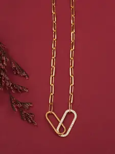 Designbox Gold-Plated CZ-Studded Pendant with attached Chain