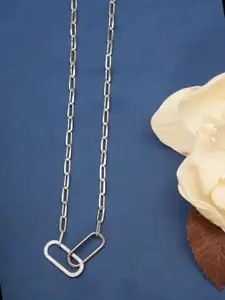 Designbox Cubic Zirconia Studded Pendant With Attached Chain