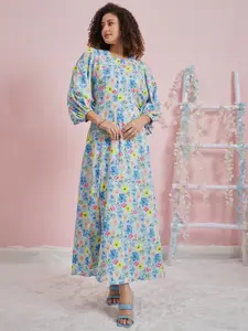 Athena Floral Print Flutter Sleeve Crepe Maxi Dress