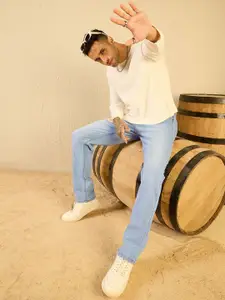 Kook N Keech Men Blue Jean Slim Fit Clean Look Heavy Fade Stretchable Jeans