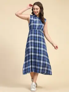 BAESD Checked Cotton A-Line Midi Dress