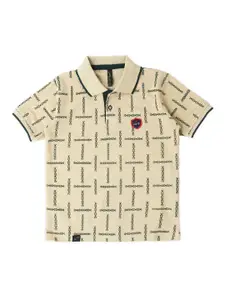 earth conscious Boys Conversational Printed Polo Collar Cotton T-shirt