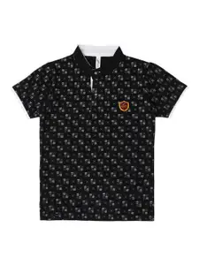 earth conscious Boys Geometric Printed Henley Neck Cotton T-shirt