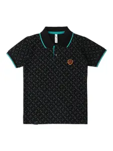 earth conscious Boys Conversational Printed Polo Collar Cotton T-shirt