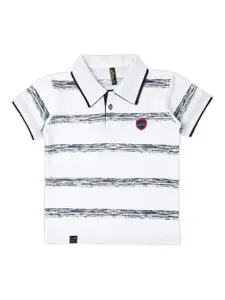 earth conscious Boys Striped Polo Collar Cotton T-Shirt