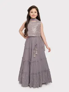 BETTY Girls Embellished Sequinned Ready to Wear Lehenga & Blouse With Dupatta