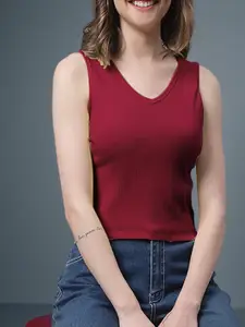 FBAR V-Neck Sleeveless Cotton Crop T-shirt