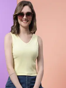 FBAR V-Neck Sleeveless Cotton Crop T-shirt