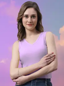 FBAR V-Neck Sleeveless Cotton Crop T-shirt