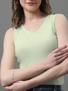 FBAR V-Neck Sleeveless Cotton Crop T-shirt