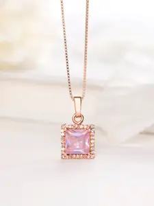 Zavya Rose Gold-Plated Square Pendants with Chains