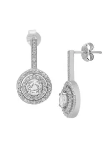 Zavya Rhodium-Plated 925 Pure Sterling Silver Contemporary Studs Earrings