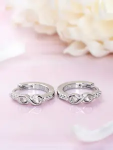 Zavya Classic Rhodium-Plated 925 Pure Sterling Silver Hoop Earrings