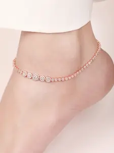 Zavya Rose Gold-Plated Artificial Stones Anklet