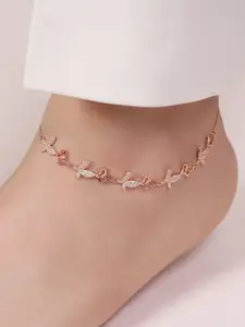 Zavya Rose Gold-Plated Artificial Stones Anklet