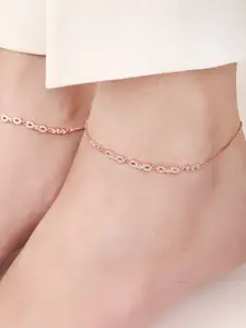 Zavya Set of 2 Rose Gold Plated 925 Pure Silver Anklet