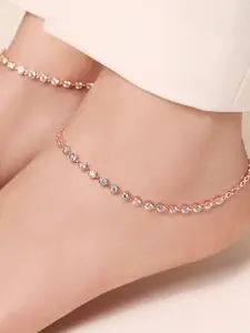 Zavya Set of 2 Rose Gold Plated 925 Pure Silver Anklet