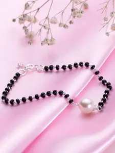 Zavya Women Sterling Silver Pearls Rhodium-Plated Link Bracelet