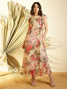 StyleStone Floral Print Chiffon Maxi Dress
