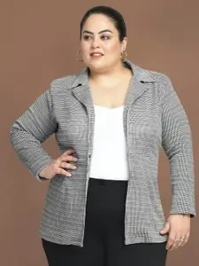 wild U Plus Size Checked Tailored Fit Single Breasted Blazer