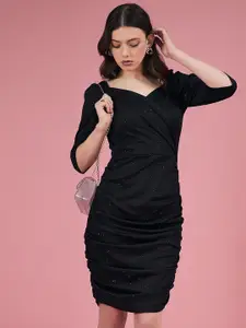 DressBerry Black Sweetheart Neck Sheath Dress