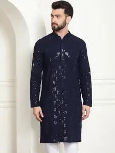 SOJANYA Geometric Embroidered Sequinned Pure Cotton Kurta