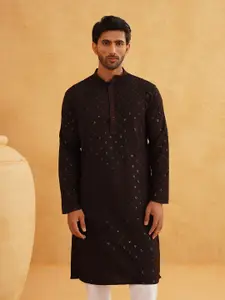 SOJANYA Geometric Embroidered Sequinned Pure Cotton Kurta