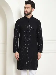 SOJANYA Geometric Embroidered Sequinned Pure Cotton Kurta