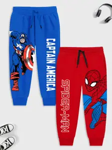 YK Marvel Kids Pack Of 2 Printed Mid-Rise Joggers