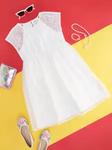 Pantaloons Junior Kids-Girls Floral Embroidered Fit and Flare Dress