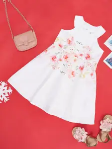 Pantaloons Junior Kids-Girls Floral Printed Halter Neck Cotton A-Line Dress